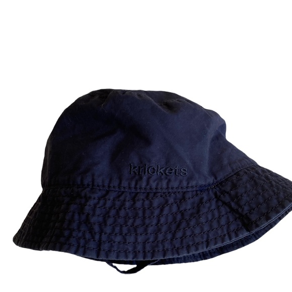 Krickets Navy Blue Embroidered Bucket Hat with Snaps 100% Cotton 0-6 Months - Picture 3 of 7